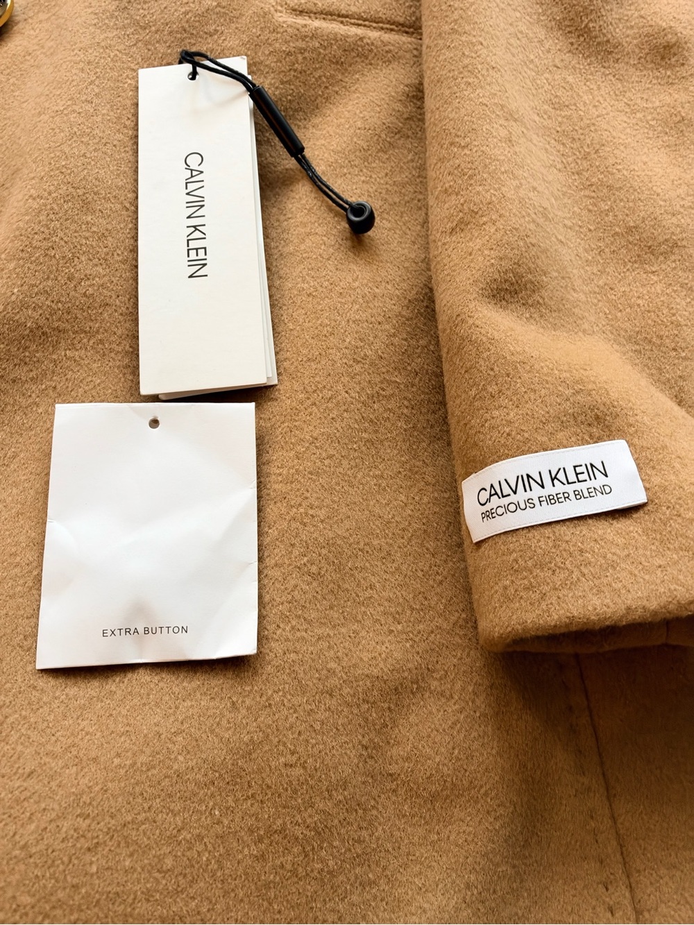 Calvin Klein Women's Camel Wool-Blend Single-Breasted Coat. Size 4 - Picture 3 of 5